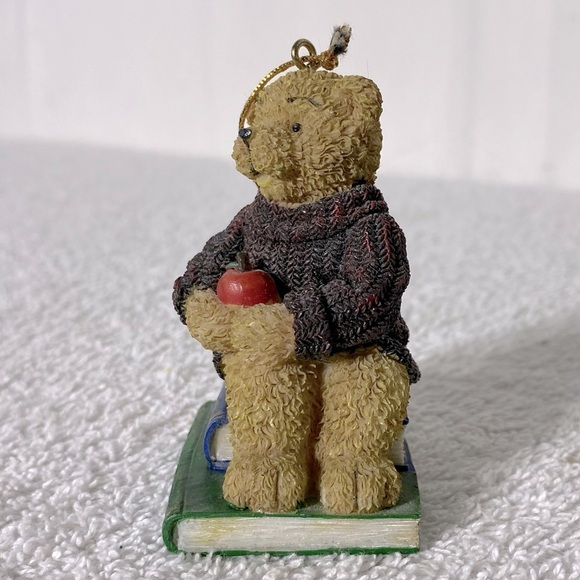 Vintage Teacher Bear with Apple Ornament Figurine Collectible - Picture 9 of 9